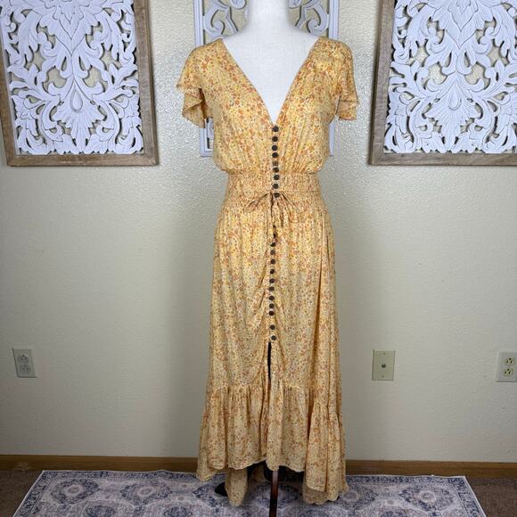 Tiare Hawaii | New Moon Maxi Dress Lovespell Creme Yellow Floral Small - Picture 2 of 10